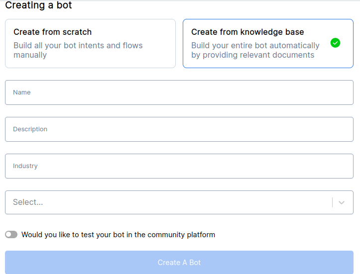 Create bot from knowledge base