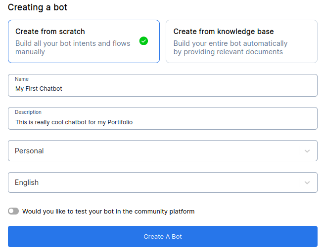 Creating chatbot using Dashboard
